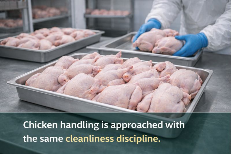 Chicken in farm setting