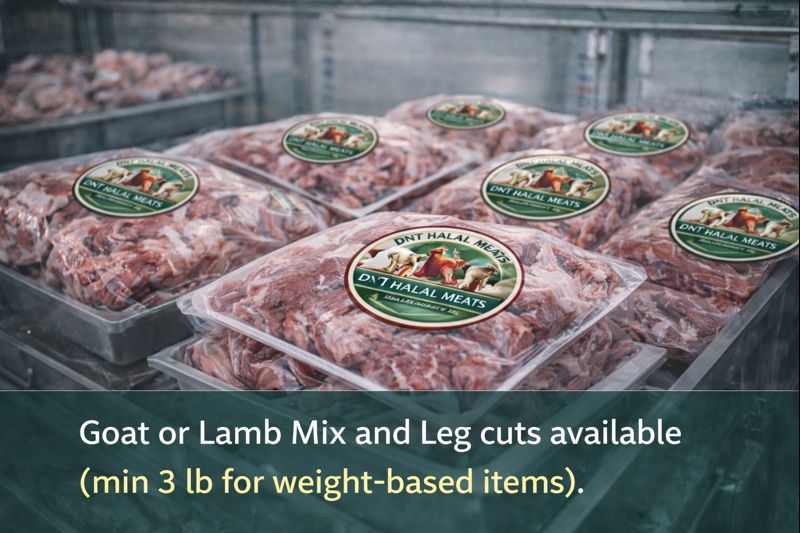 Goat or lamb cut on clean tray